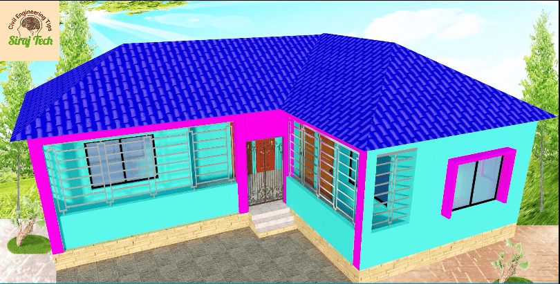 3 bedroom L size House design in Bangladesh and India