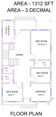 3 BHK House Design and plan | 3D House Design
