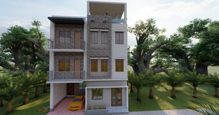 3 floor house design