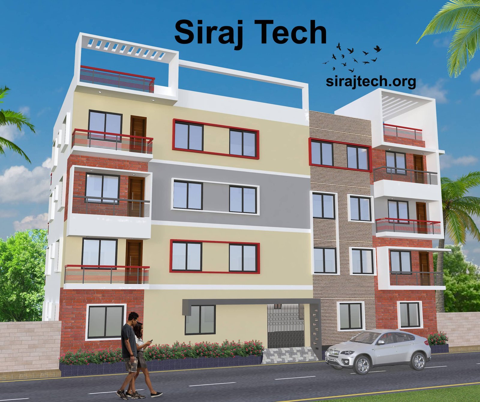 2 Unit 4 storey house design - ৬.৩২ শতাংশ জমিতে দুই ইউনিট ৪ তালা বাড়ির নকশা