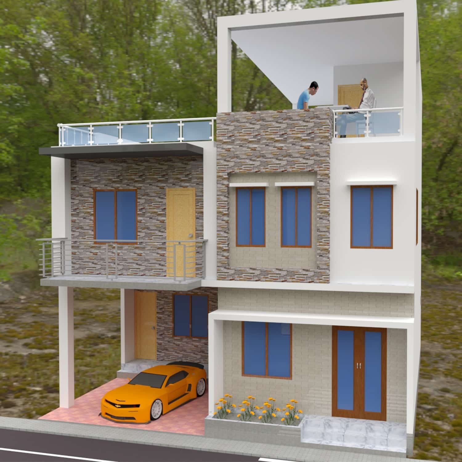 3 bedroom duplex house design | ৩ রুমের ডুপ্লেক্স বাড়ির নকশা