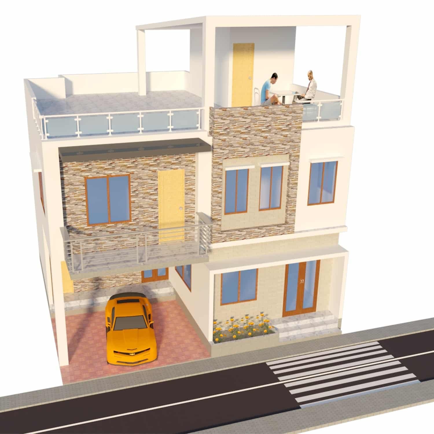 3 bedroom duplex house design | ৩ রুমের ডুপ্লেক্স বাড়ির নকশা 2
