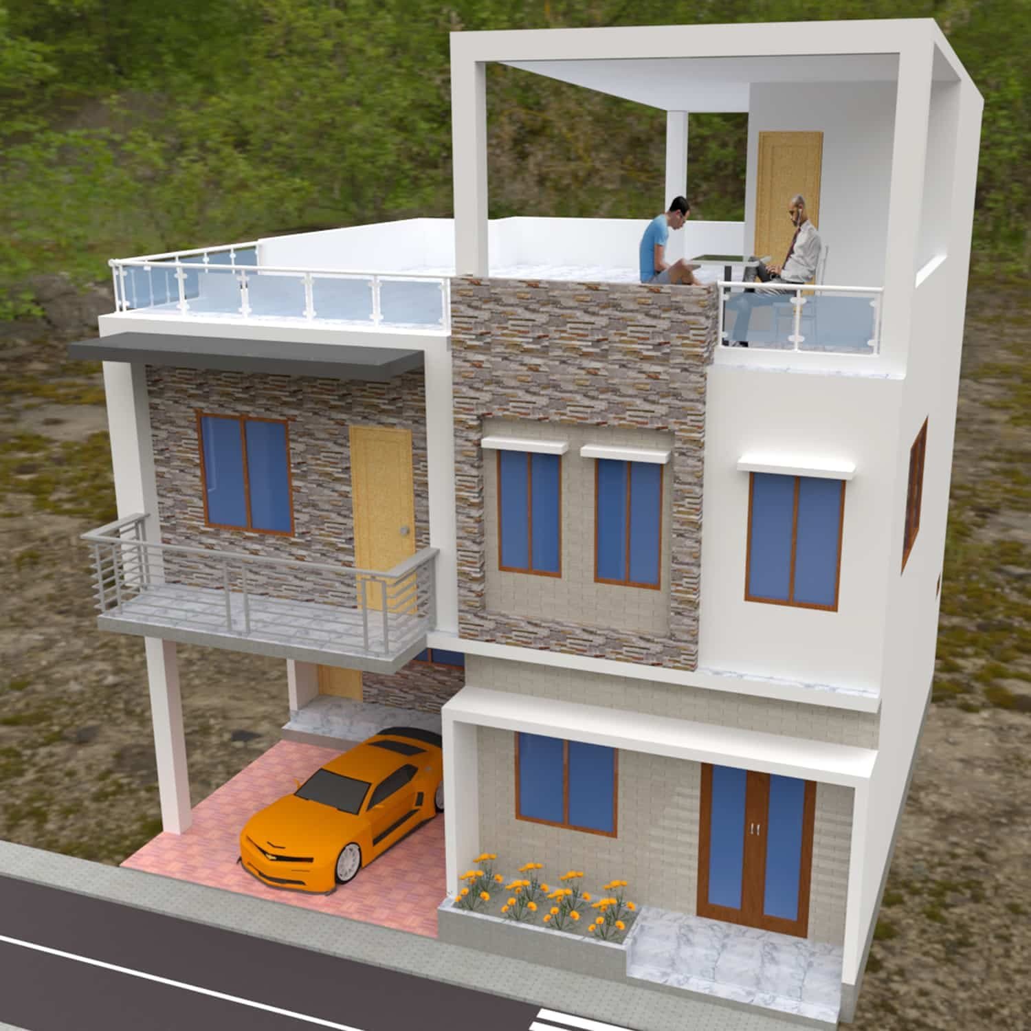 3 bedroom duplex house design | ৩ রুমের ডুপ্লেক্স বাড়ির নকশা 3