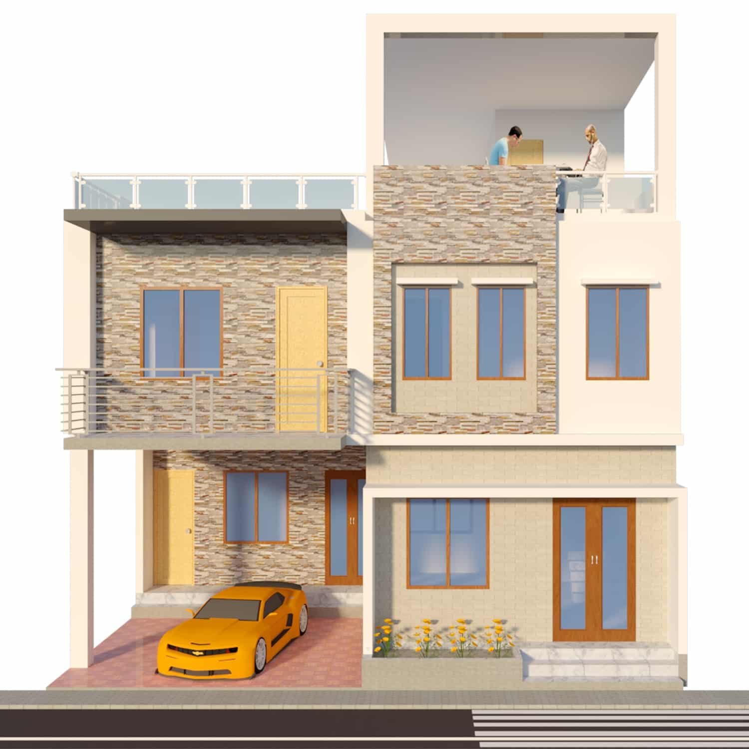 3 bedroom duplex house design | ৩ রুমের ডুপ্লেক্স বাড়ির নকশা 4