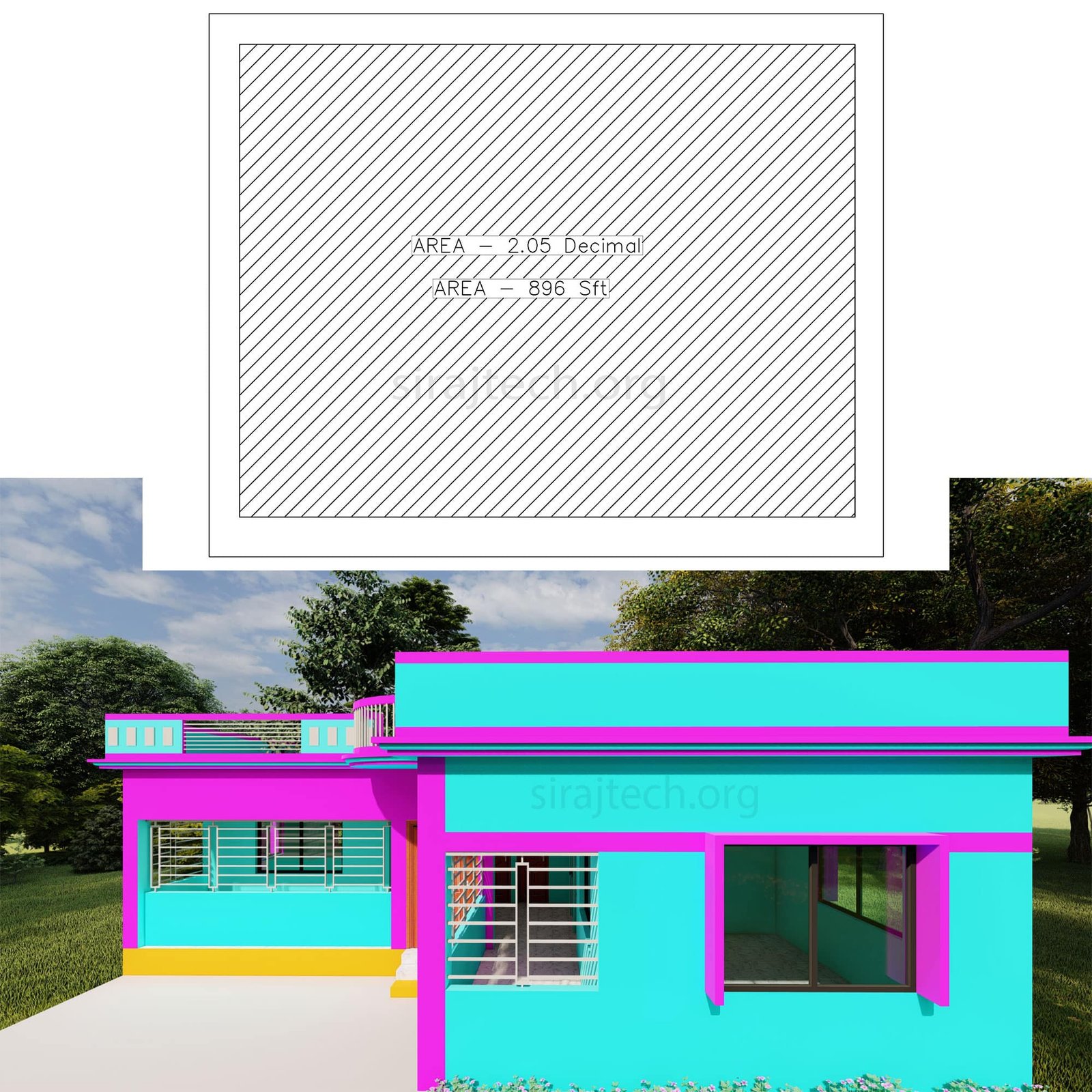 L Size House Design For Bangladesh | এল শেপ ছাদের বাড়ির ডিজাইন 4