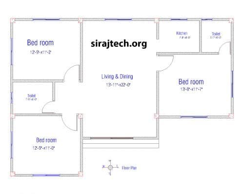 3 Bedroom One Storey House plans