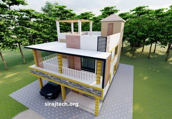 5 room house design in village