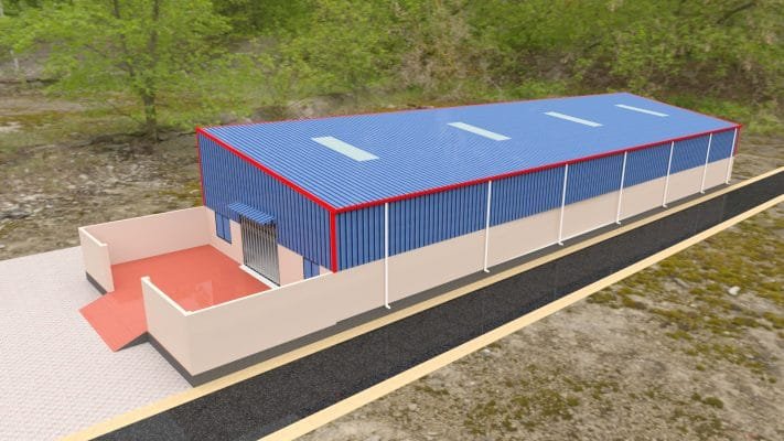 Prefabricated steel shed building for warehouse