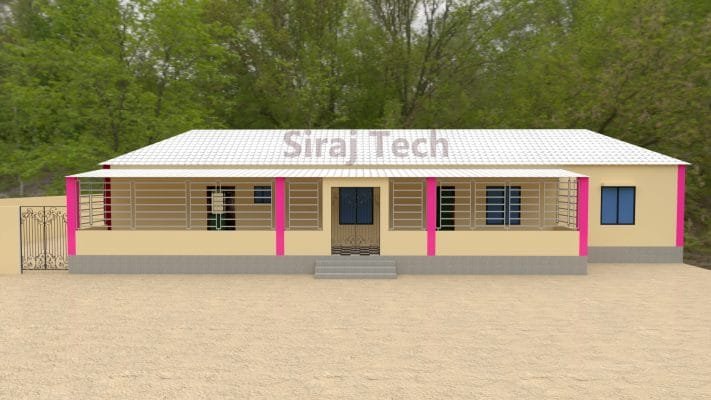 L shaped house design in Bangladesh