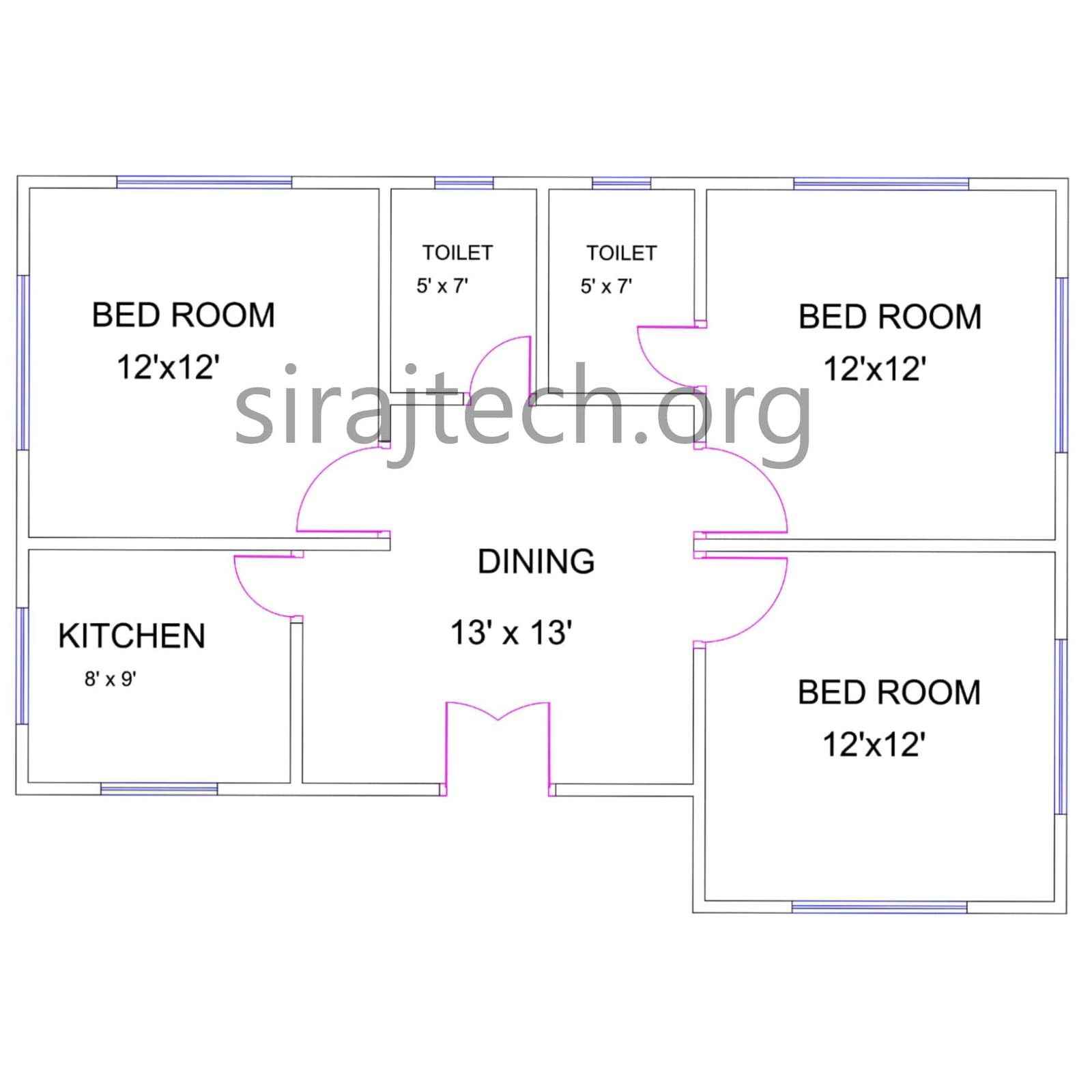 3 bedroom house plans | গ্রামের বাড়ির ডিজাইন ছবি 4