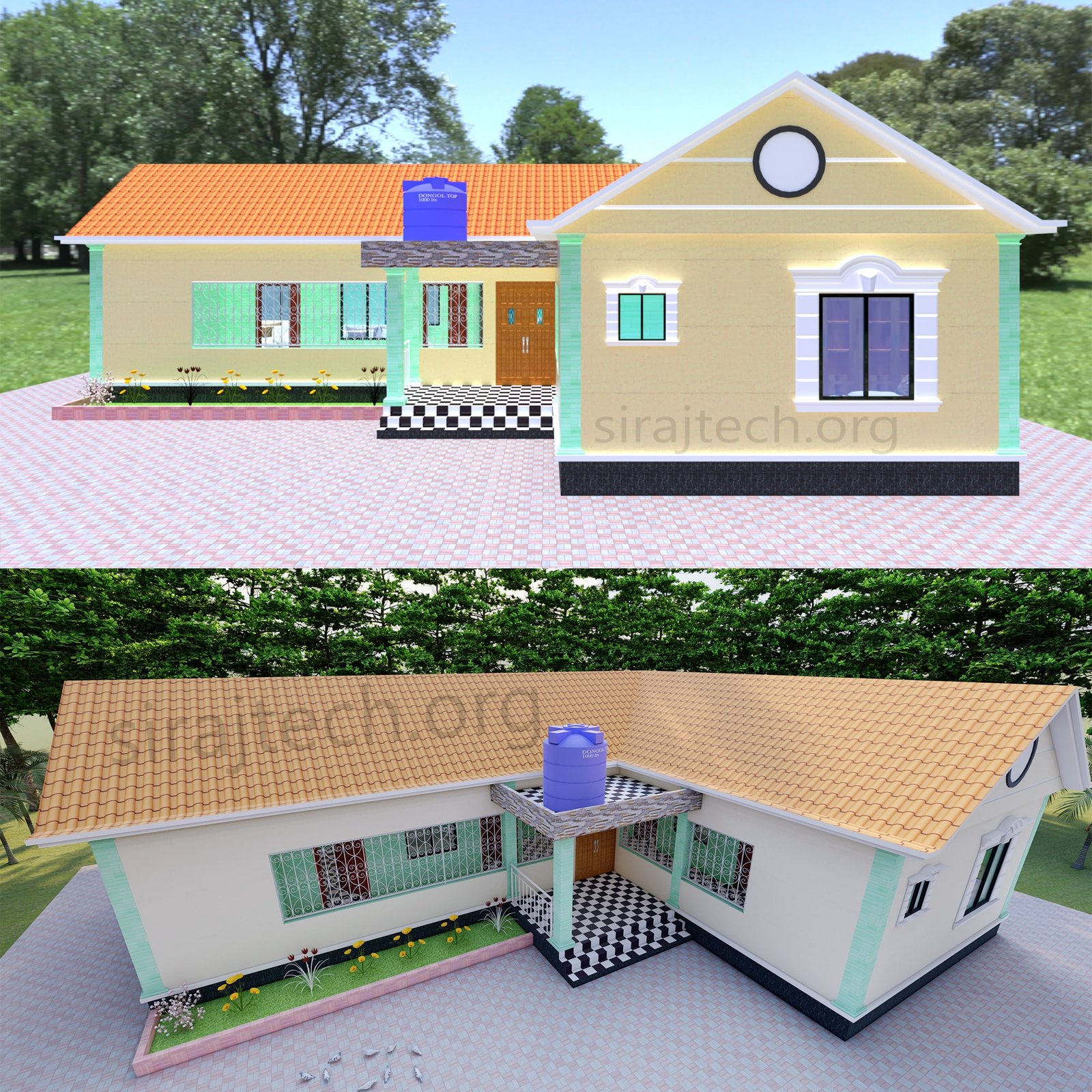 L system house design - চার রুমের বাড়ির ডিজাইন 4