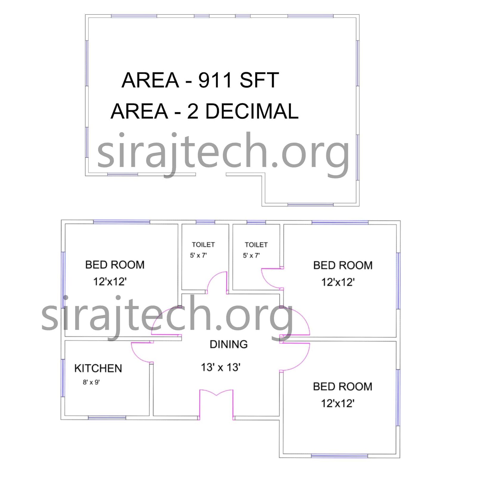 3 bedroom house plans | গ্রামের বাড়ির ডিজাইন ছবি 5