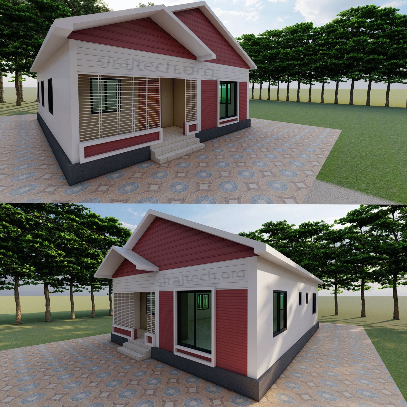 2 bhk house plan in village - কম খরচে একতলা বাড়ির ডিজাইন 3