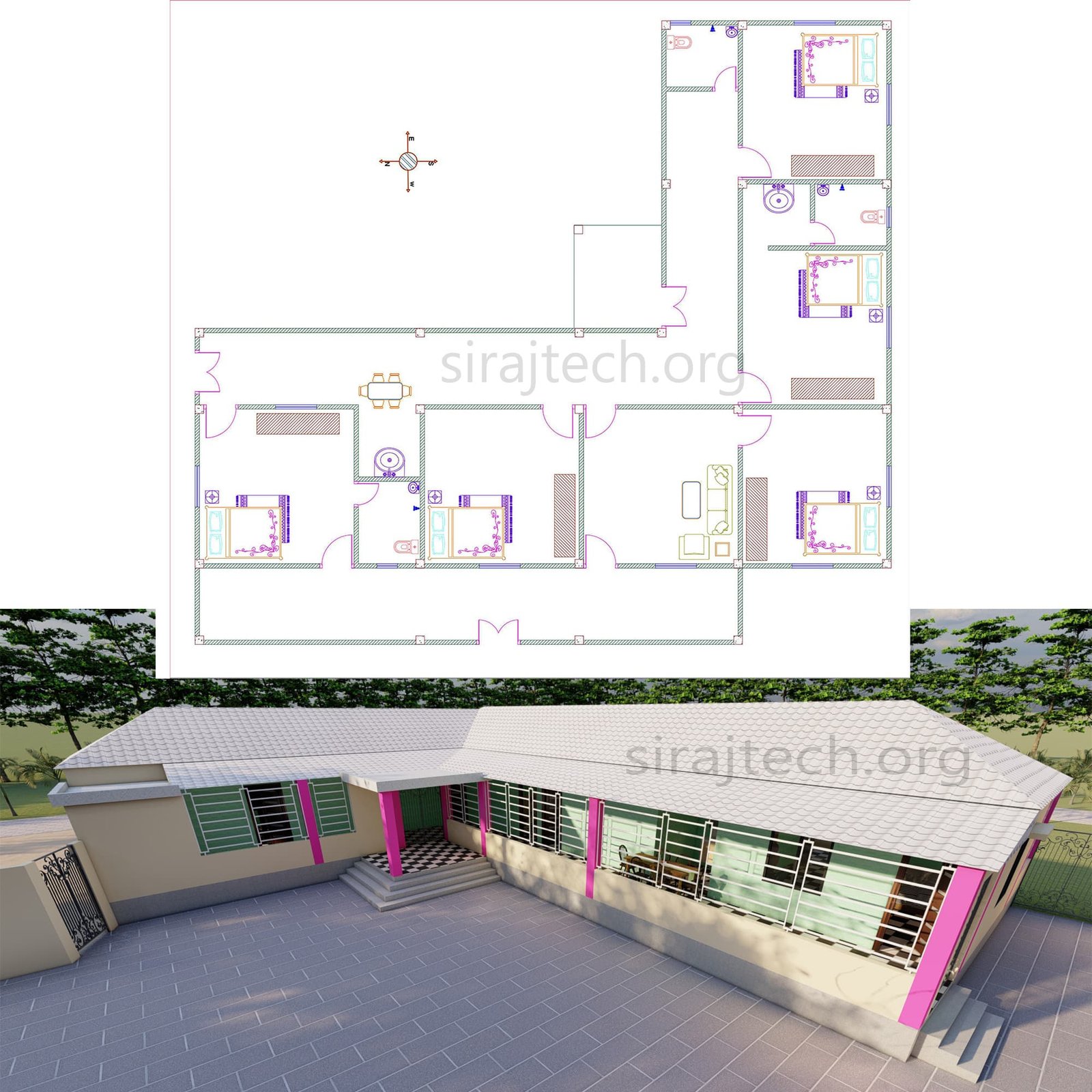 Modern l-shaped house design - টিনের ঘরের ডিজাইন