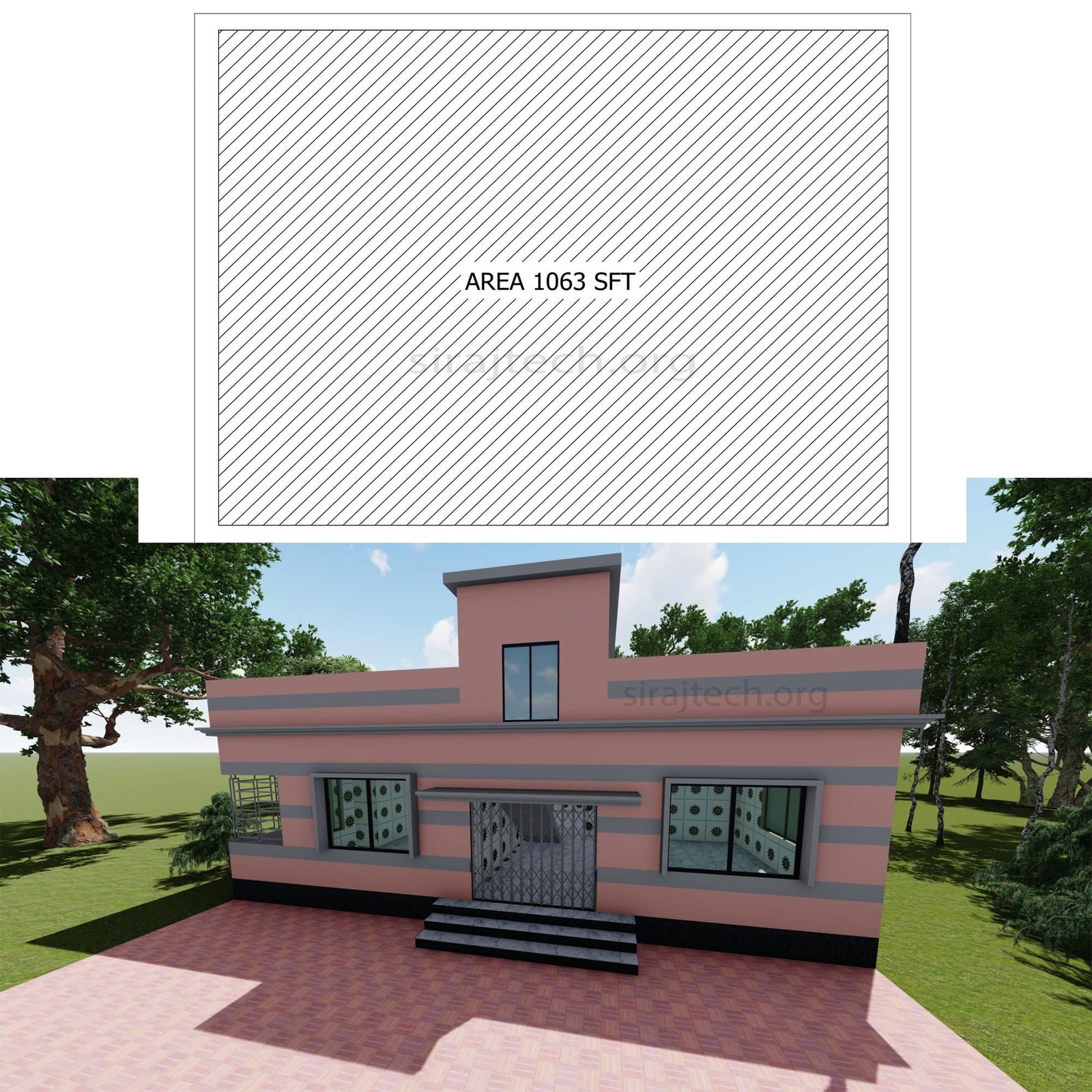 3 bhk house design - বাড়ির পরিকল্পনা ও খরচ 3
