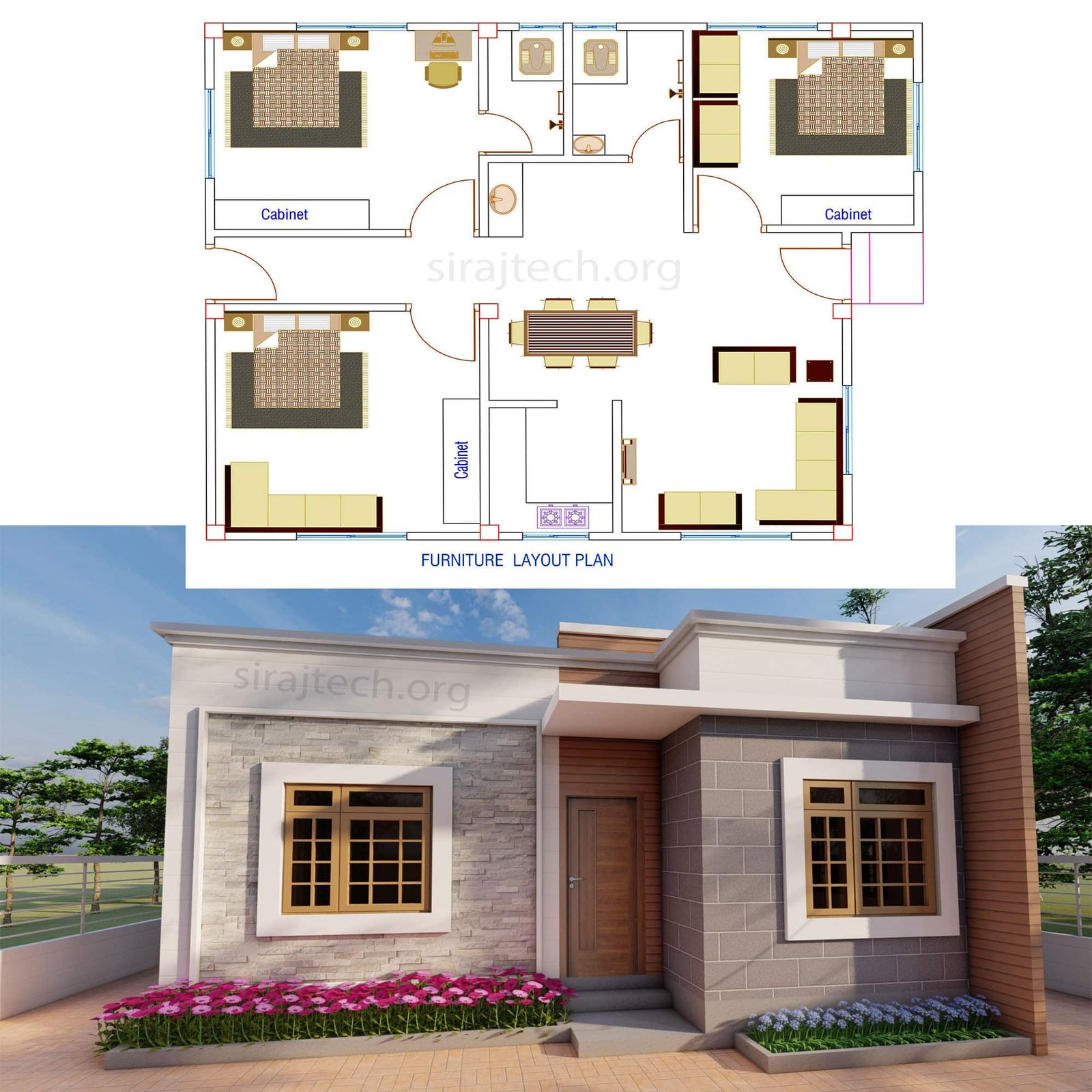 3 room home design in village | অল্প জায়গায় একতলা বাড়ি