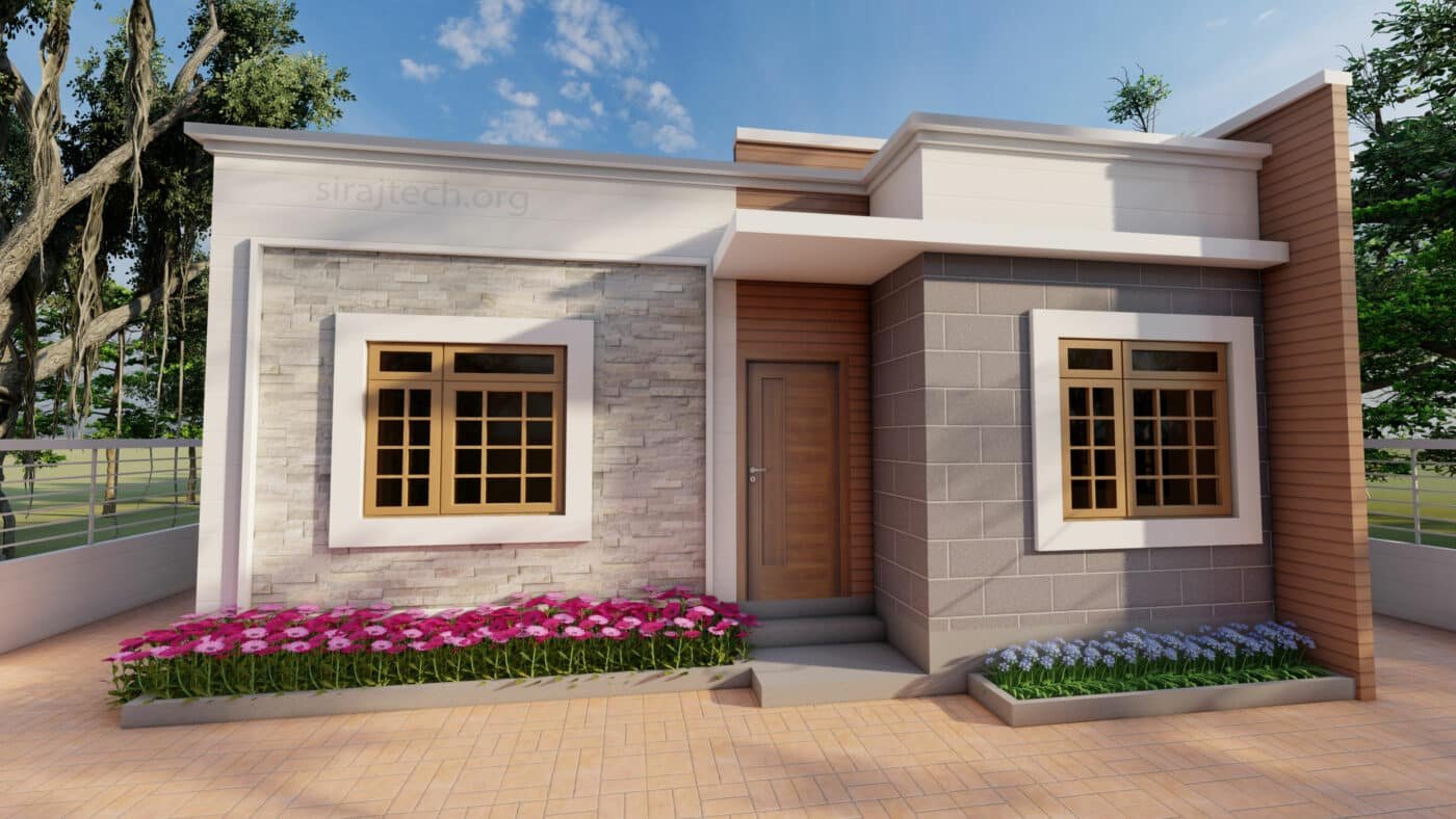 3 room house design in village