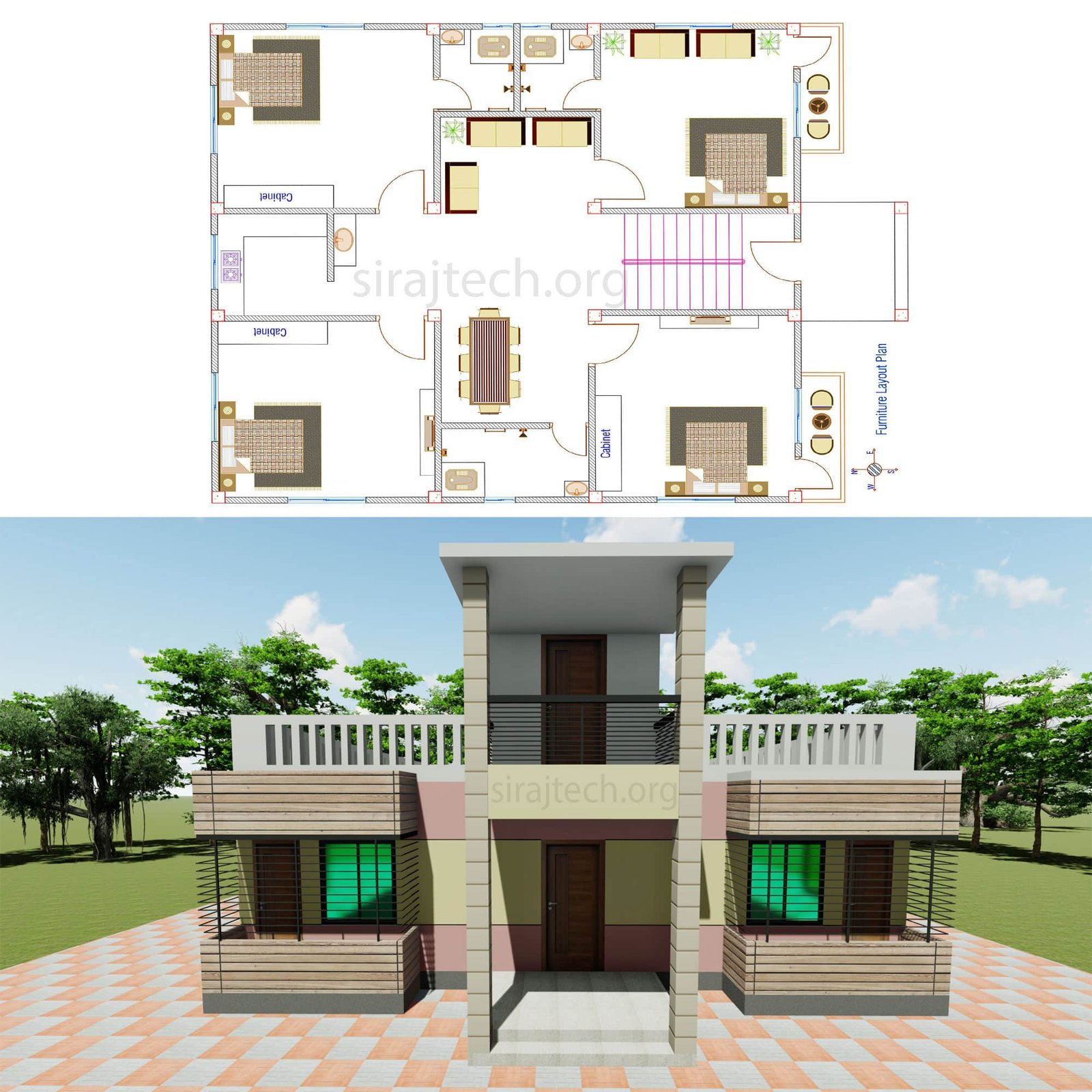 Modern 4 bedroom House Plans | কম খরচে একতলা বাড়ি