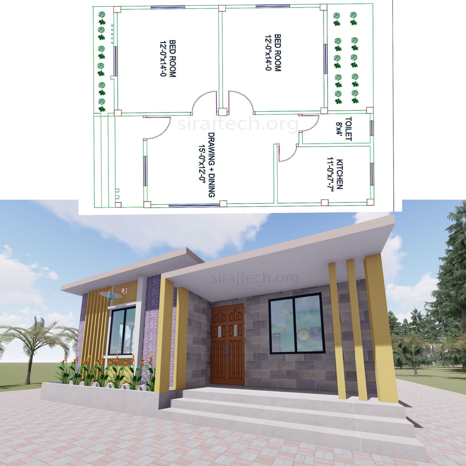 Modern two bedroom house plans | স্বপ্নের বাড়ির ডিজাইন 4