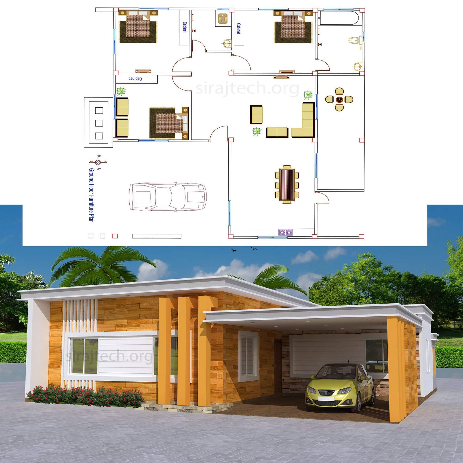 Simple two bed room house plan - দুই রুমের বাড়ির ডিজাইন