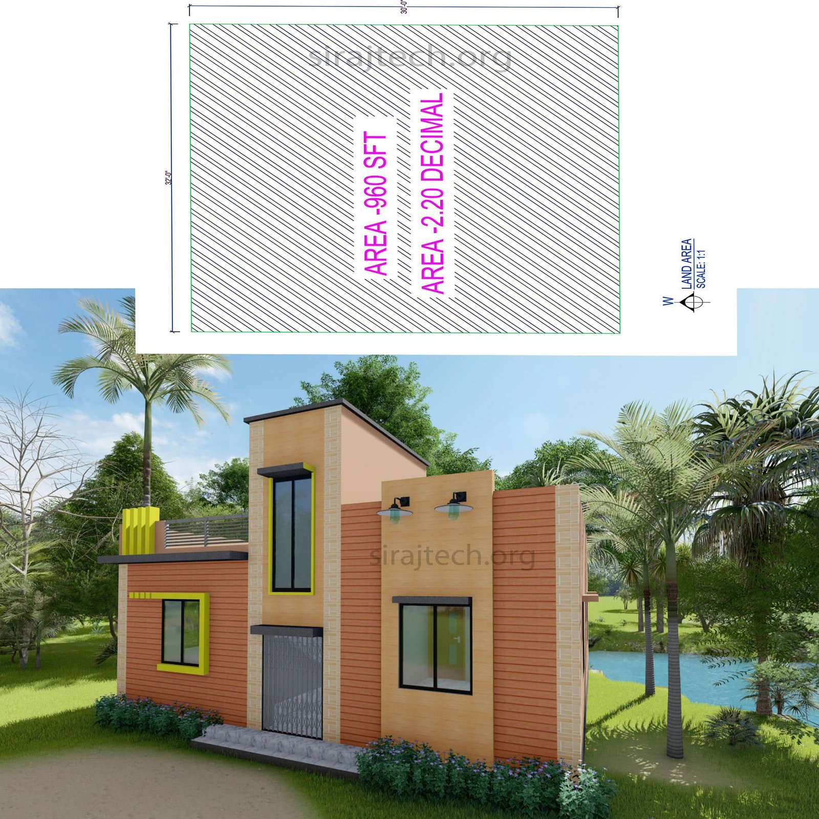 3d house plans 2 bedroom - ছোট ২ বেডরুমের একতলা বাড়ির ডিজাইন 4