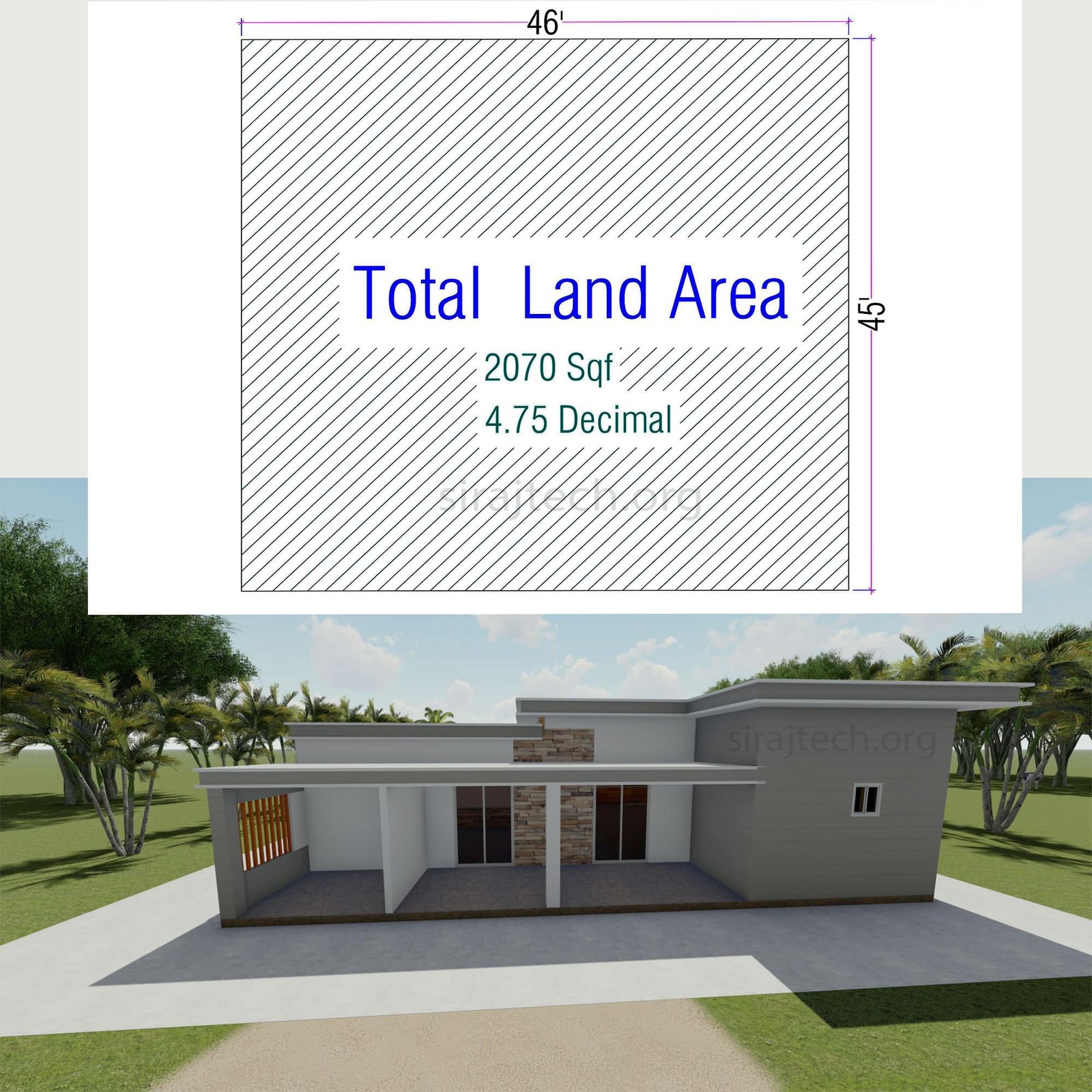 Simple two bed room house plan - দুই রুমের বাড়ির ডিজাইন 3