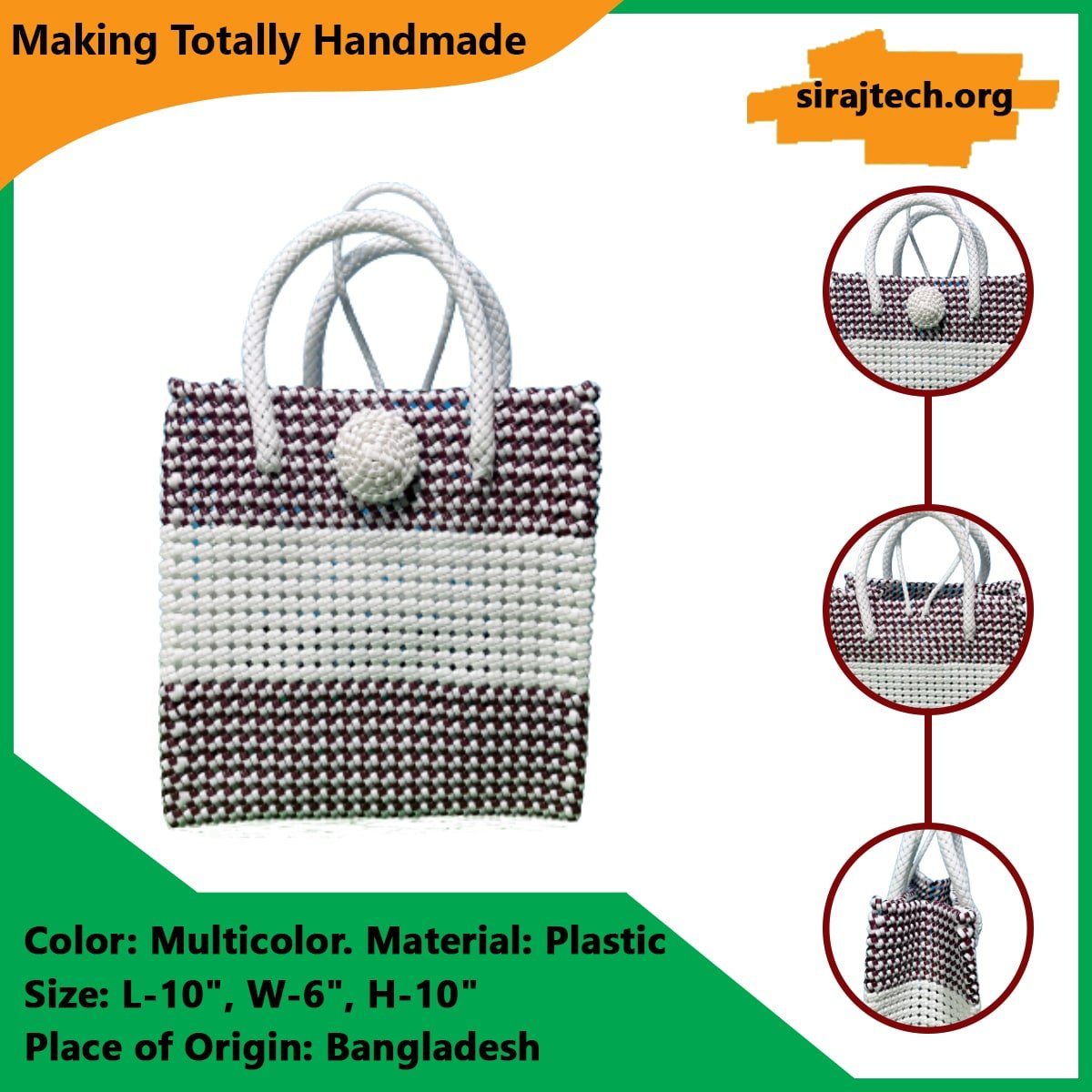 Handmade Plastic Hand Bag | সম্পূর্ণ হাতে তৈরি প্লাস্টিক হ্যান্ড ব্যাগ 2