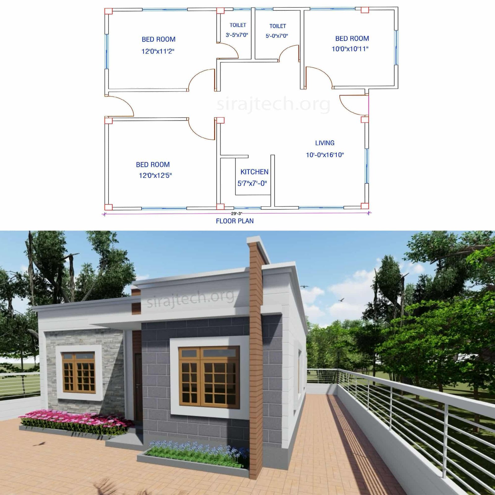 3 room home design in village | অল্প জায়গায় একতলা বাড়ি 2