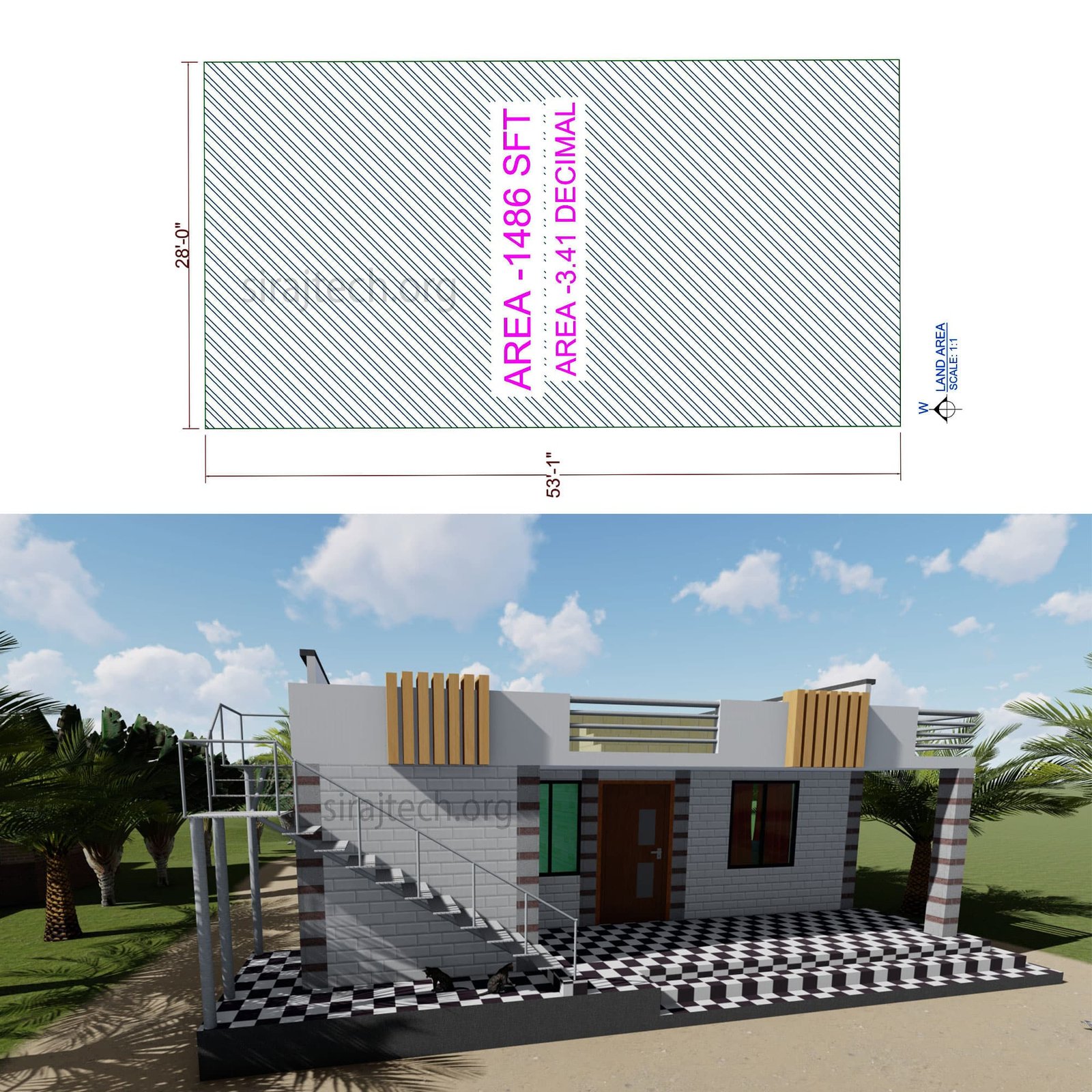 Modern one story house plans - একতলা বাড়ির পরিকল্পনা 3