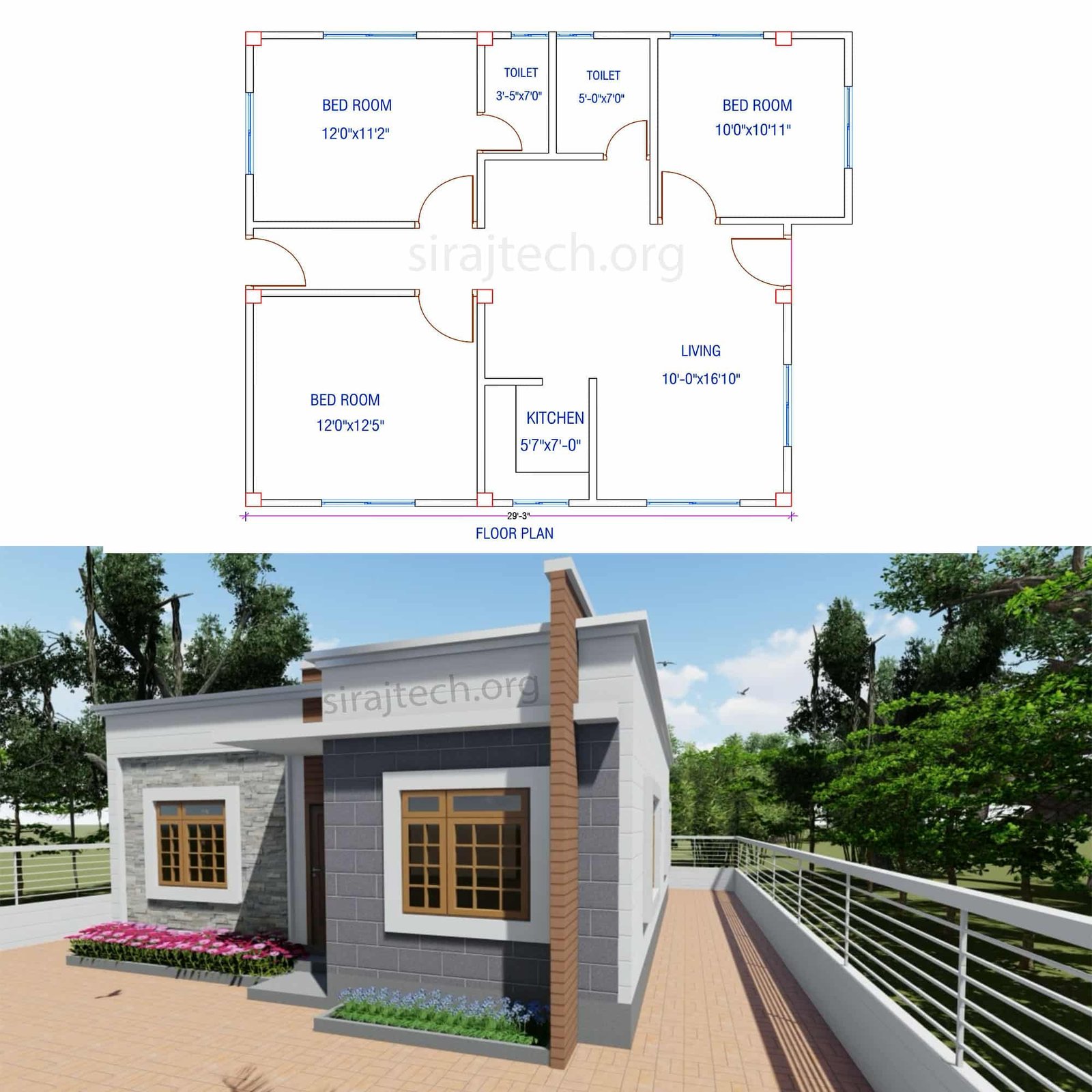3 room home design in village | অল্প জায়গায় একতলা বাড়ি 4