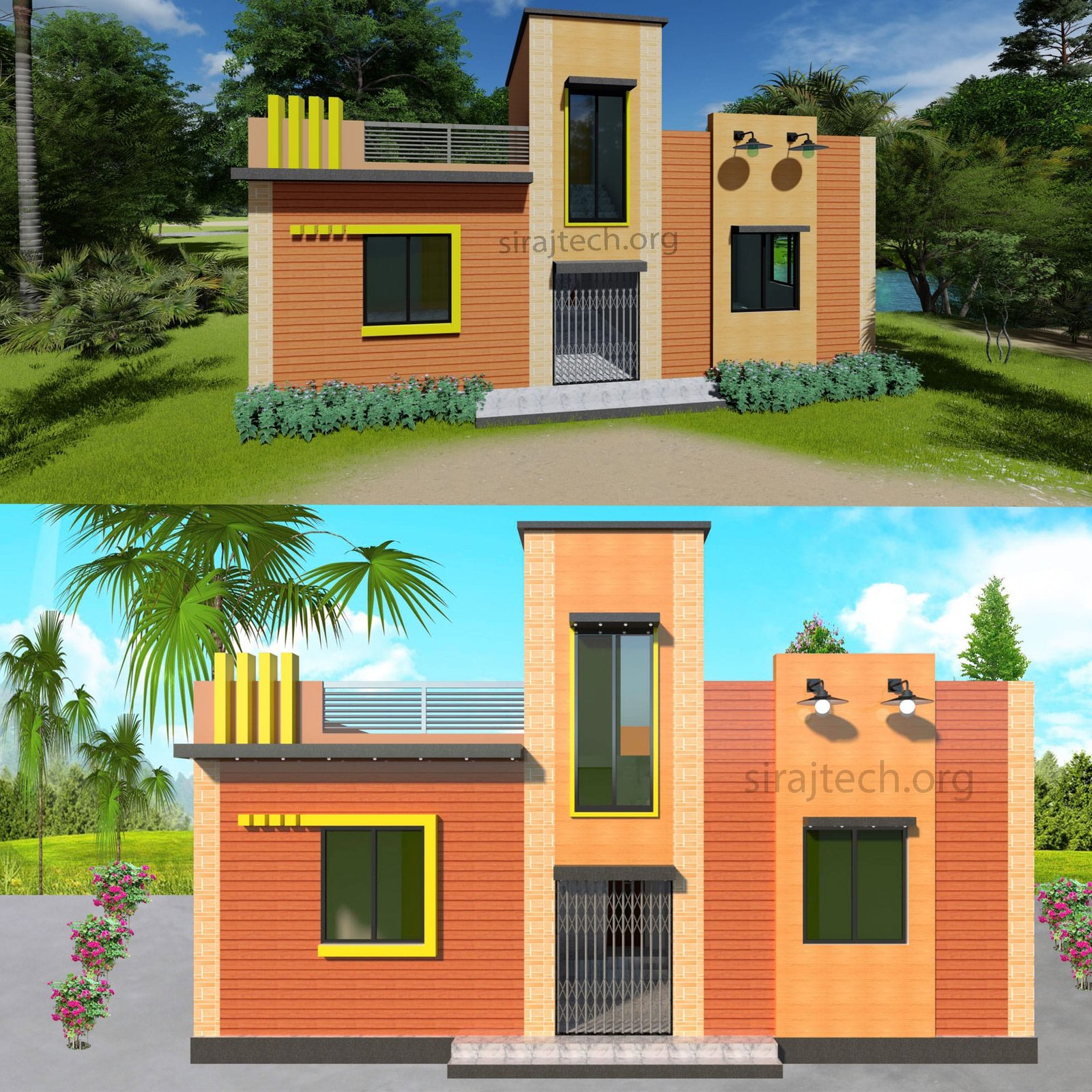 3d house plans 2 bedroom - ছোট ২ বেডরুমের একতলা বাড়ির ডিজাইন 5