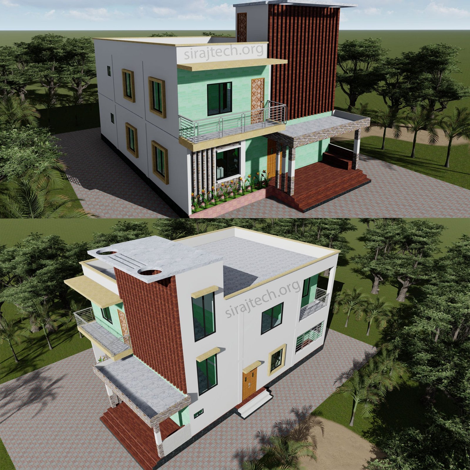 Low cost duplex house design in Bangladesh - ৬ বেডরুম এর ডুপ্লেক্স বাড়ি 5