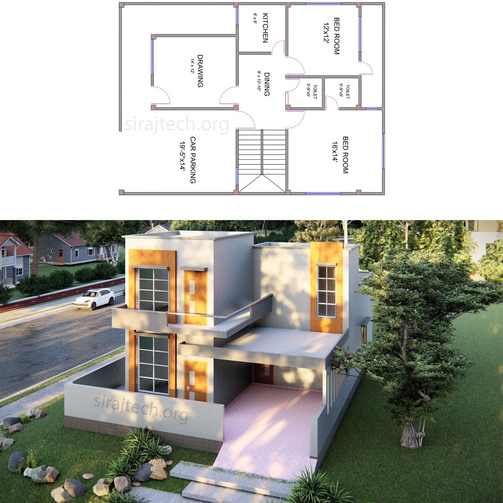 Duplex House Plan - Two Storey House Design | দোতলা বাড়ি 11