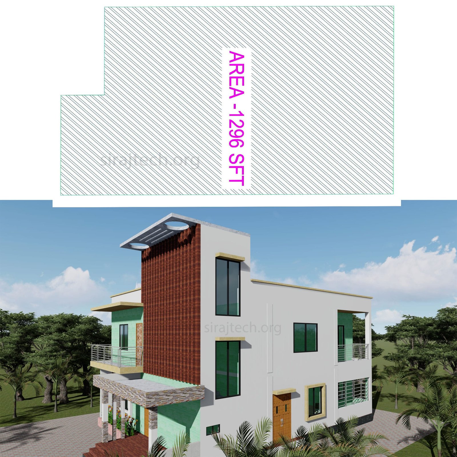 Low cost duplex house design in Bangladesh - ৬ বেডরুম এর ডুপ্লেক্স বাড়ি 3