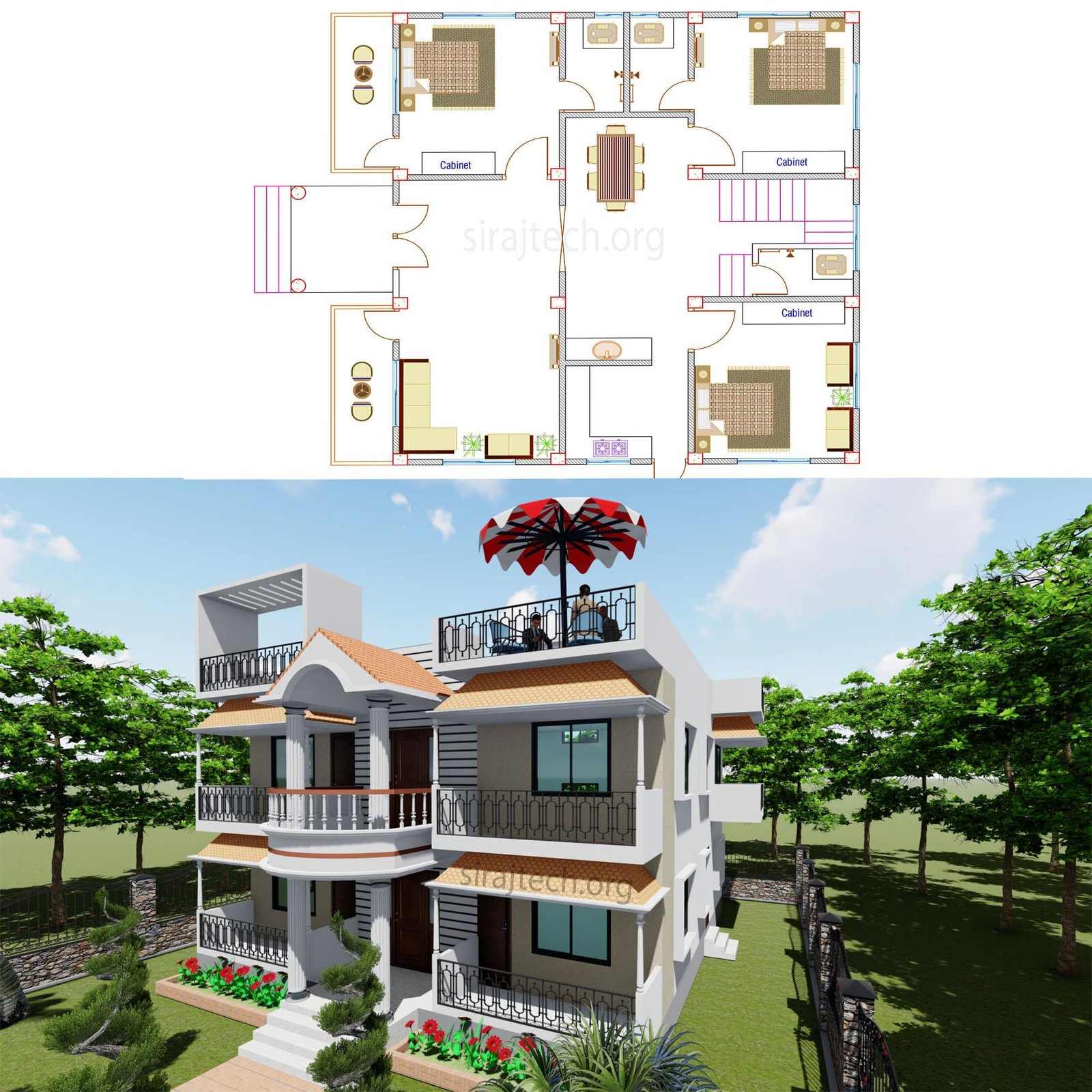 Duplex House Plan - Two Storey House Design | দোতলা বাড়ি 9