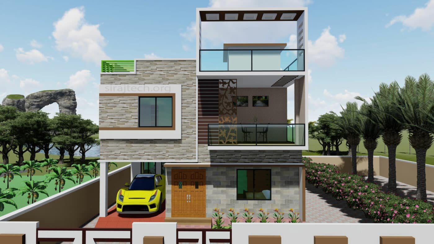Duplex house plan design for 4 bedroom