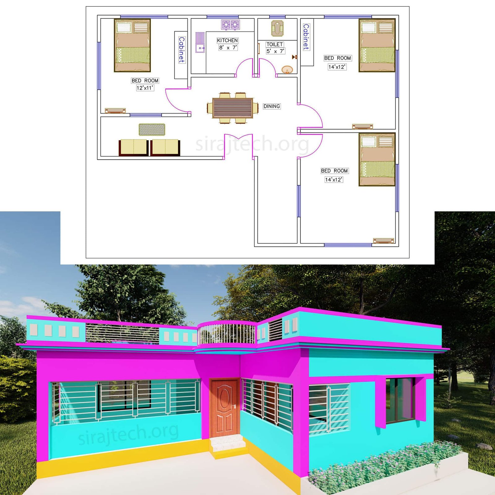L type house front design - এল শেপ বাড়ির ডিজাইন