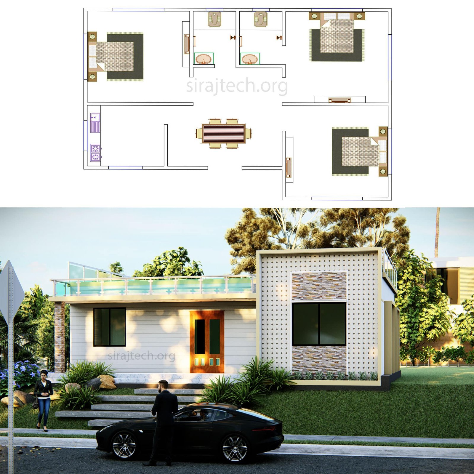 Modern House design idea - কম খরচে একতলা বাড়ির নকশা