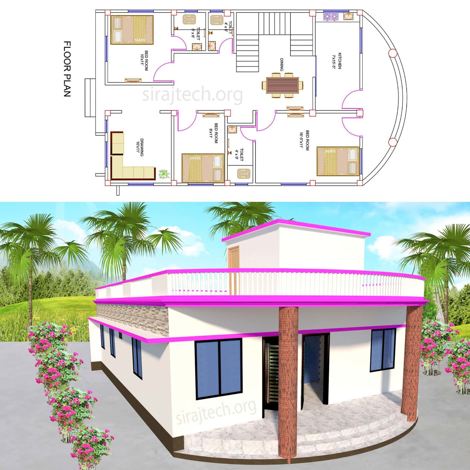 New model house plan - স্বপ্নের বাড়ির ডিজাইন 4