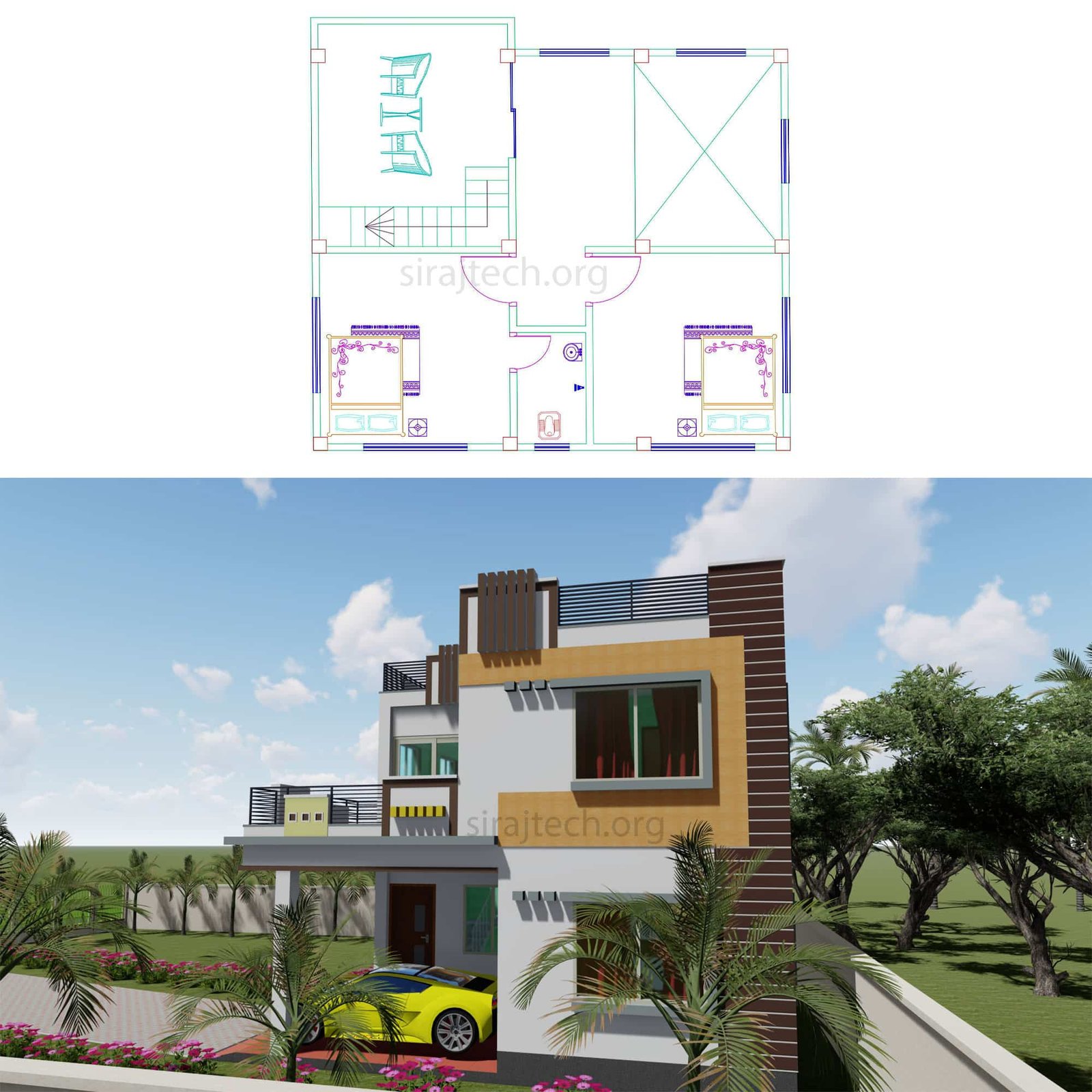 Duplex House Plan - Two Storey House Design | দোতলা বাড়ি 10