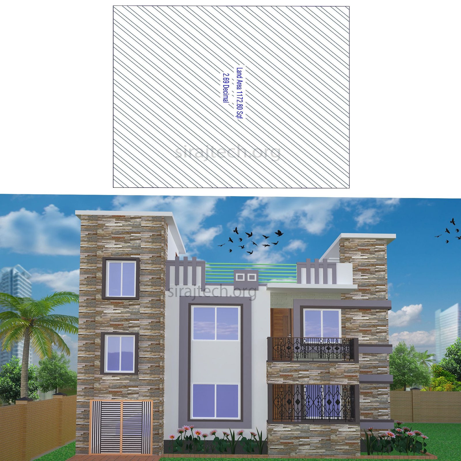 Two Storey Modern House Designs - ডুপ্লেক্স বাড়ির ডিজাইন ও খরচ 3