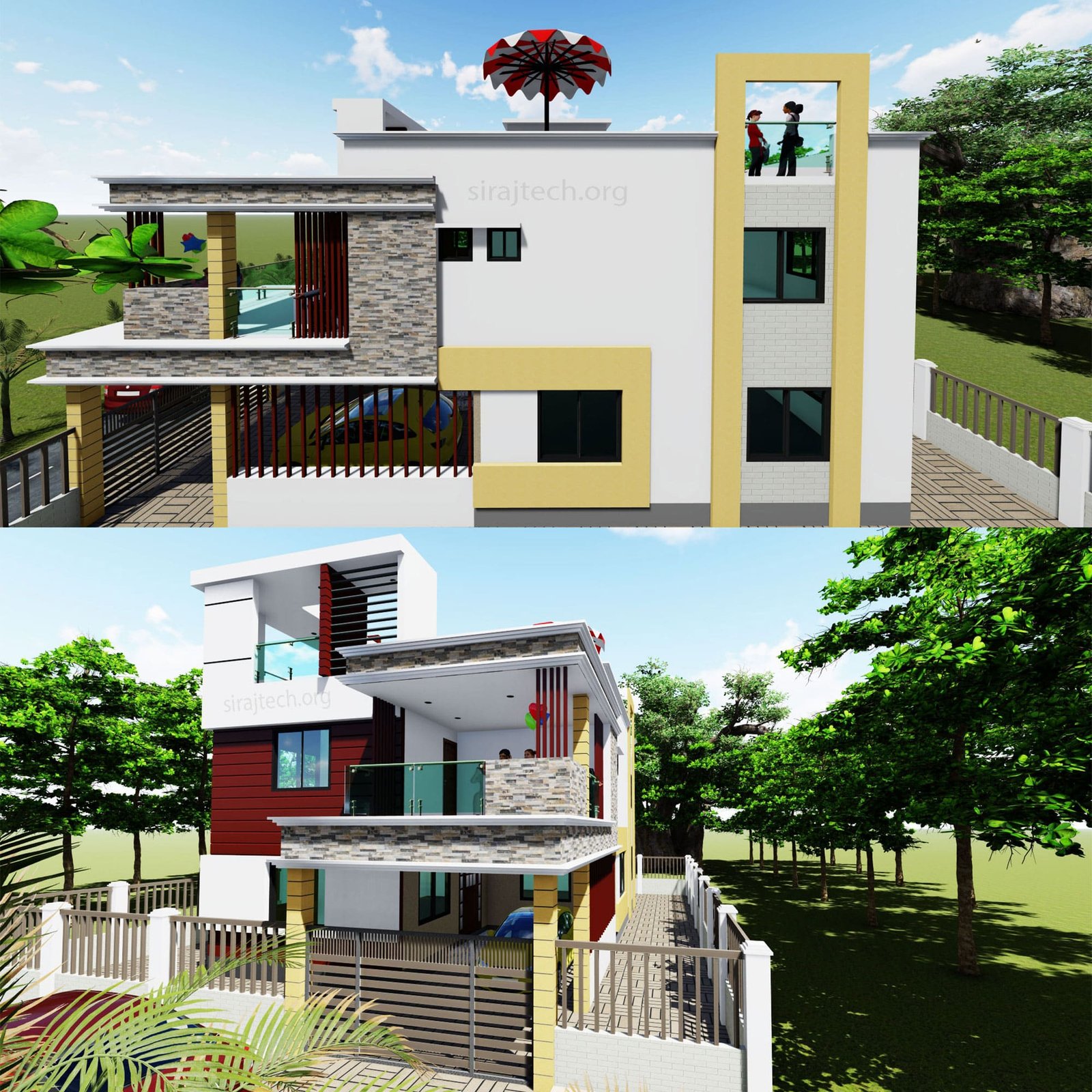 Duplex House Plan - Two Storey House Design | দোতলা বাড়ি 8
