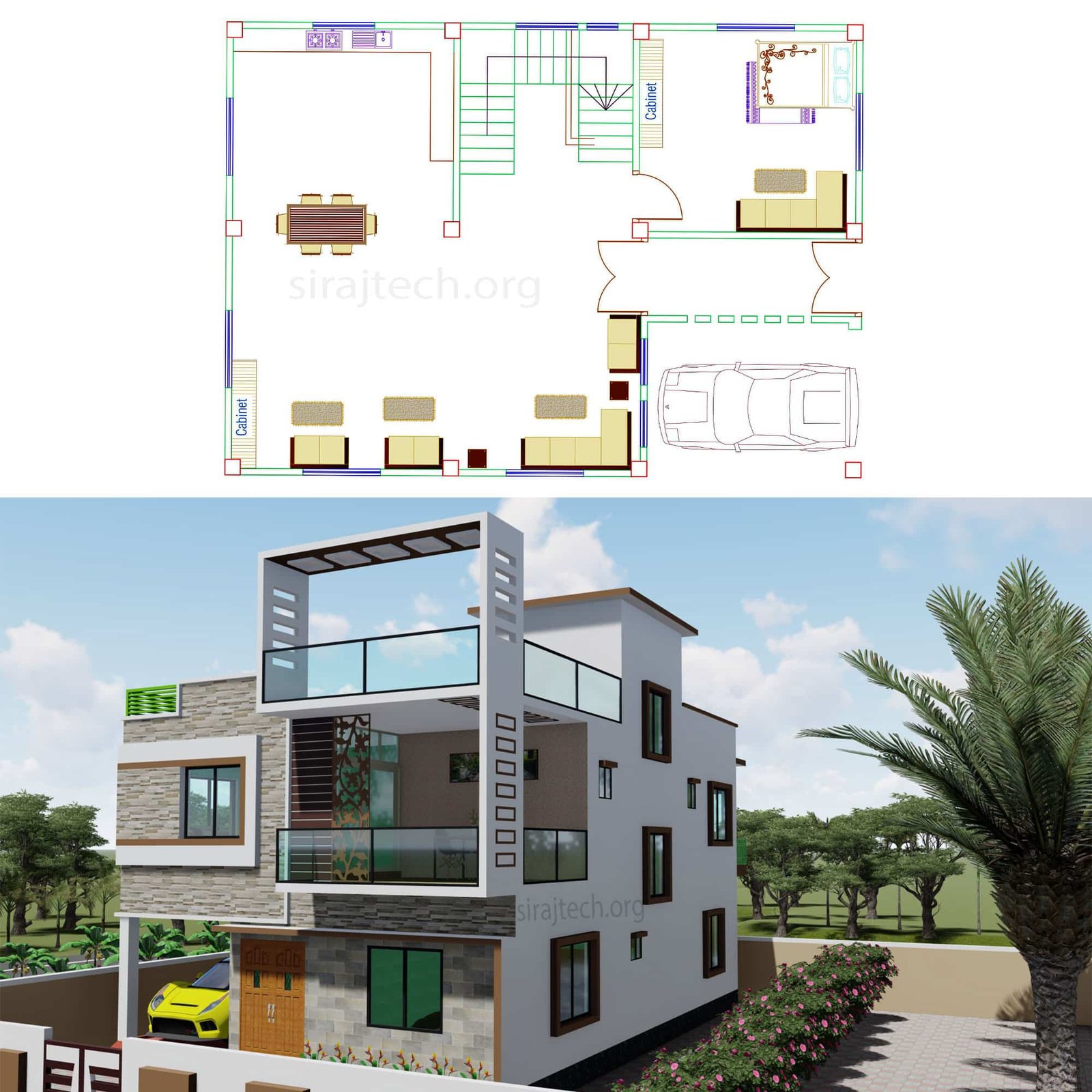 Duplex House Plan - Two Storey House Design | দোতলা বাড়ি 7
