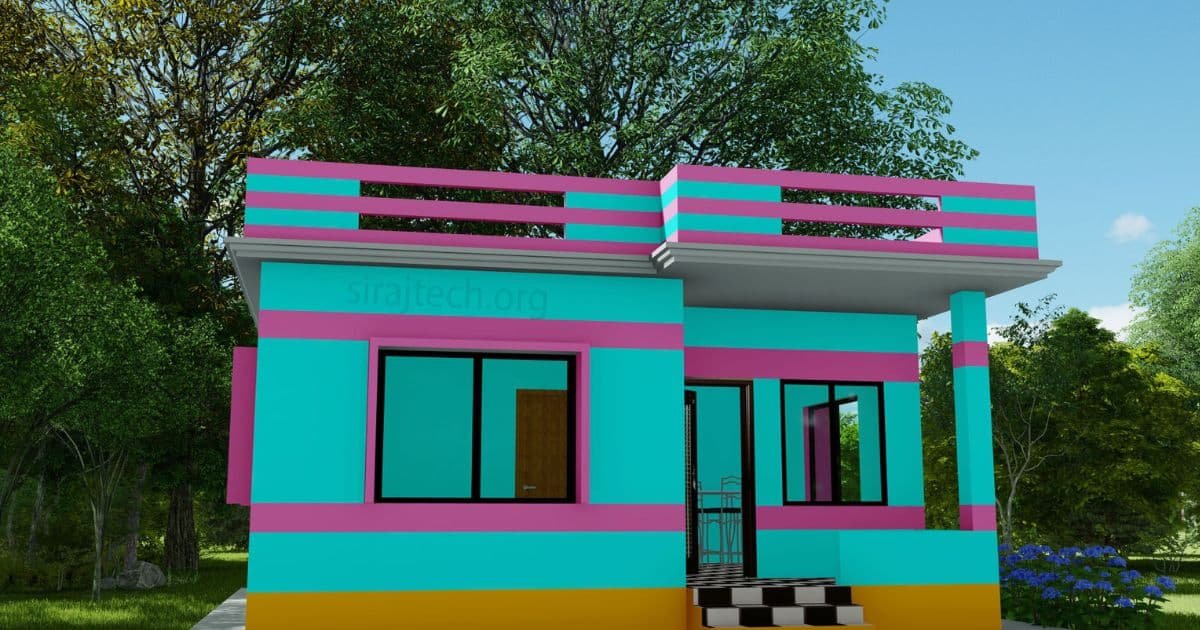 Small 2 bedroom house plans and designs - দুই রুমের বাড়ির নকশা 5