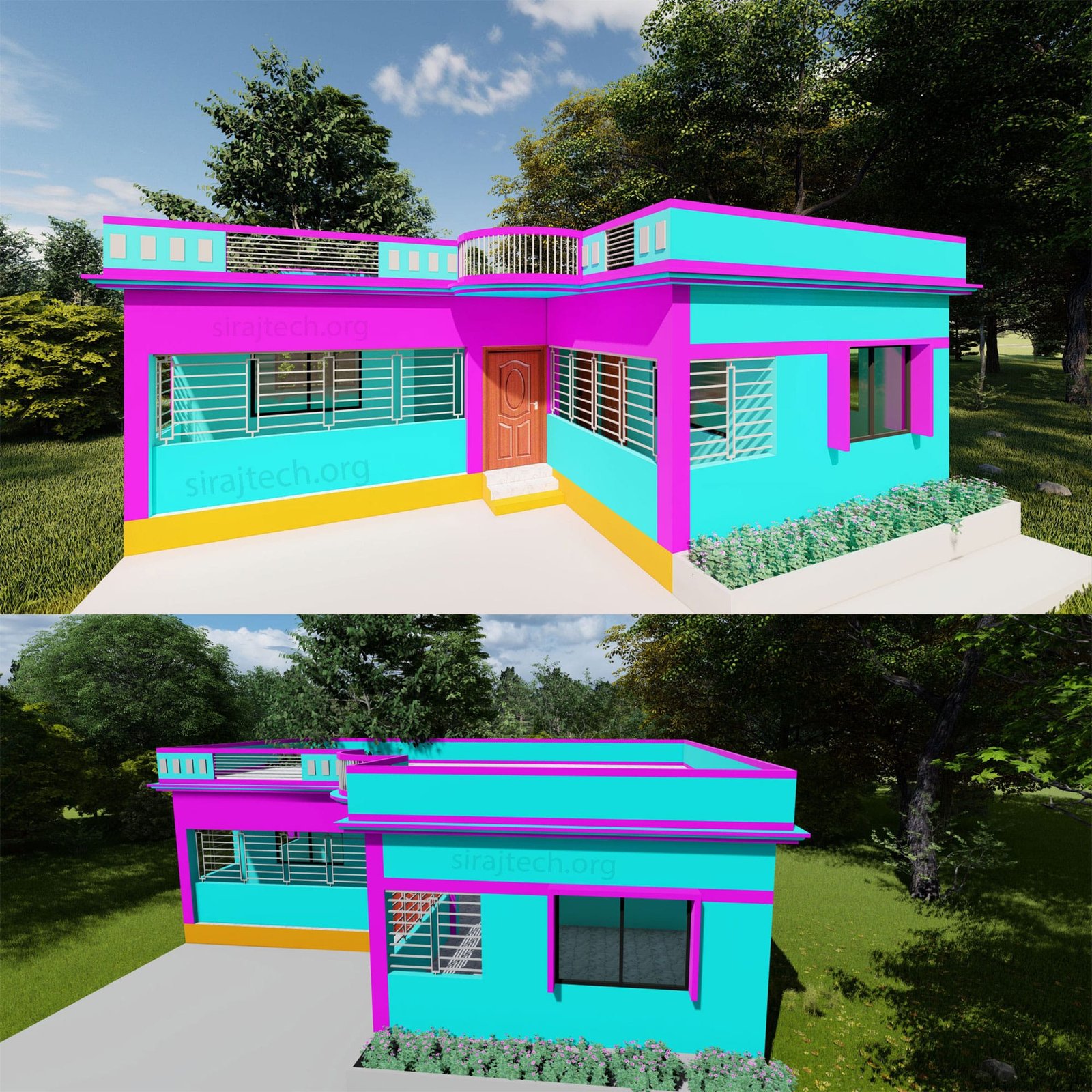 L type house front design - এল শেপ বাড়ির ডিজাইন 5