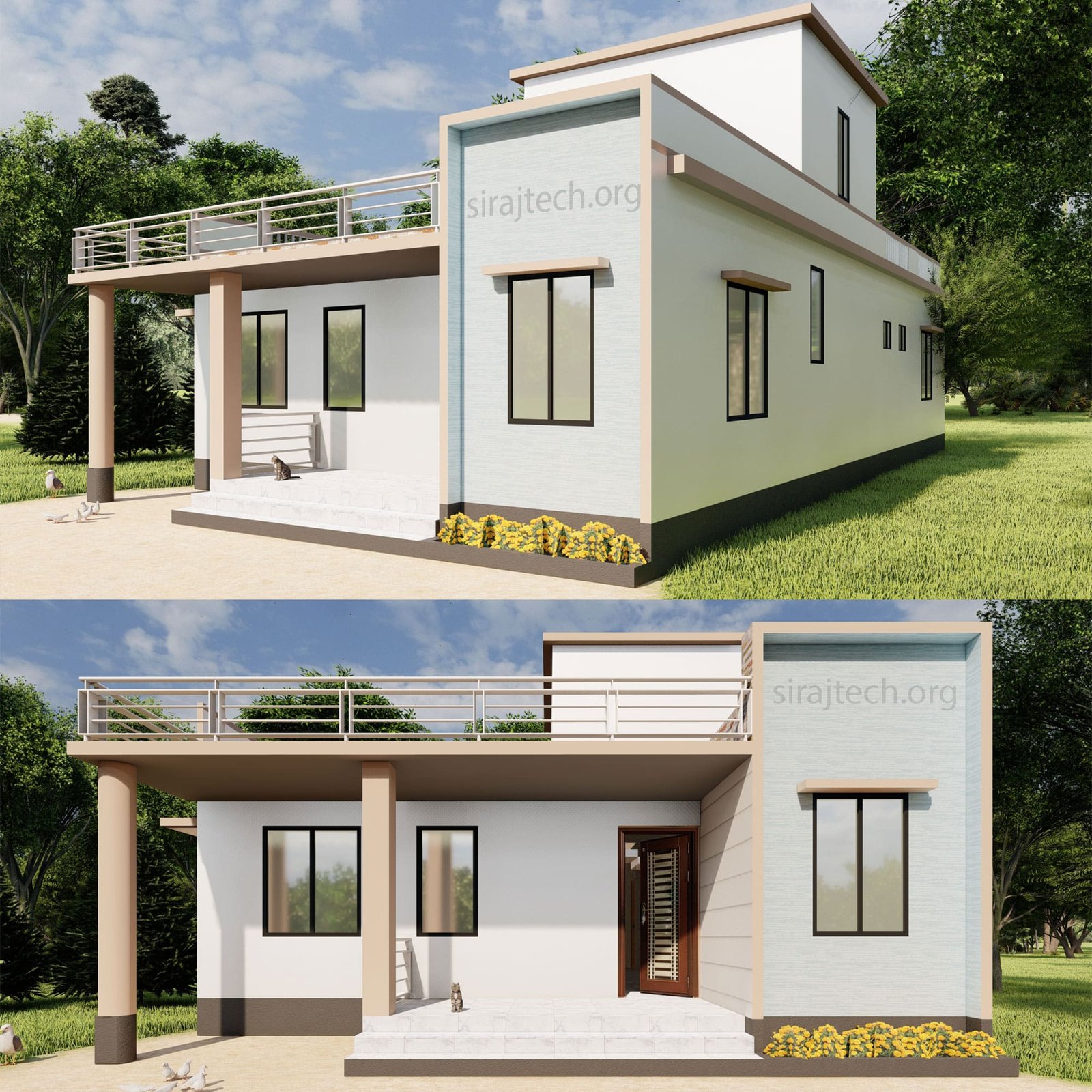 3bhk single floor house plan - কম খরচে গ্রামের বাড়ির ডিজাইন 5