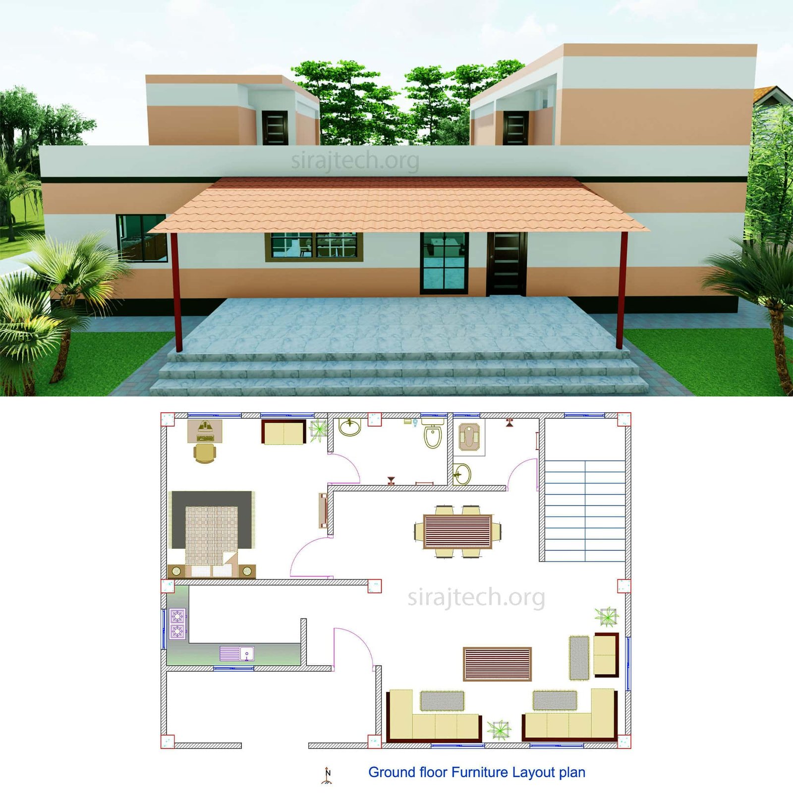 Two story u shaped house plans - 2 তলা বাড়ির ডিজাইন