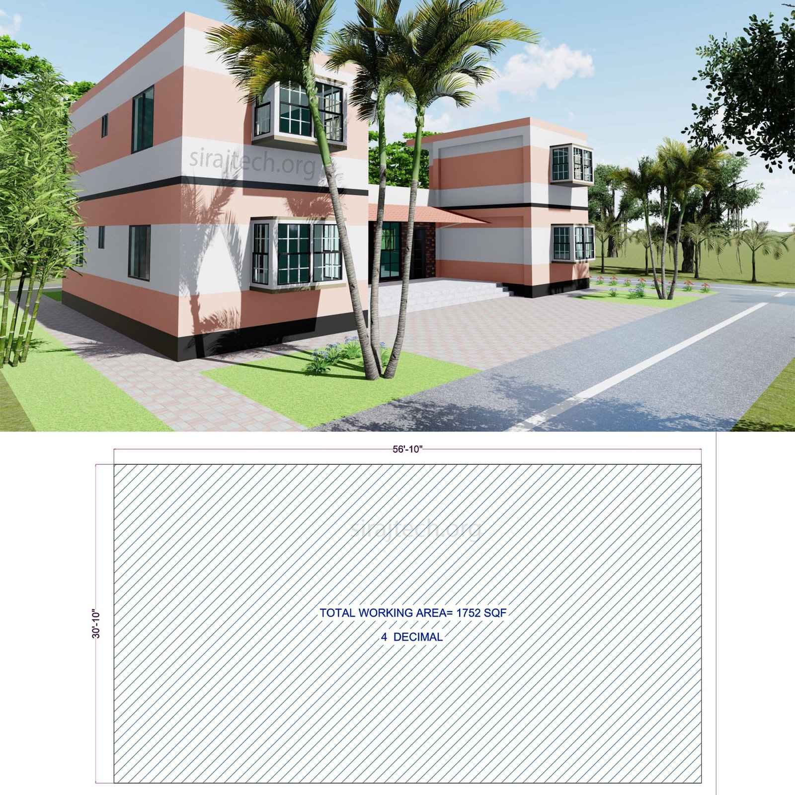 Two story u shaped house plans - 2 তলা বাড়ির ডিজাইন 4