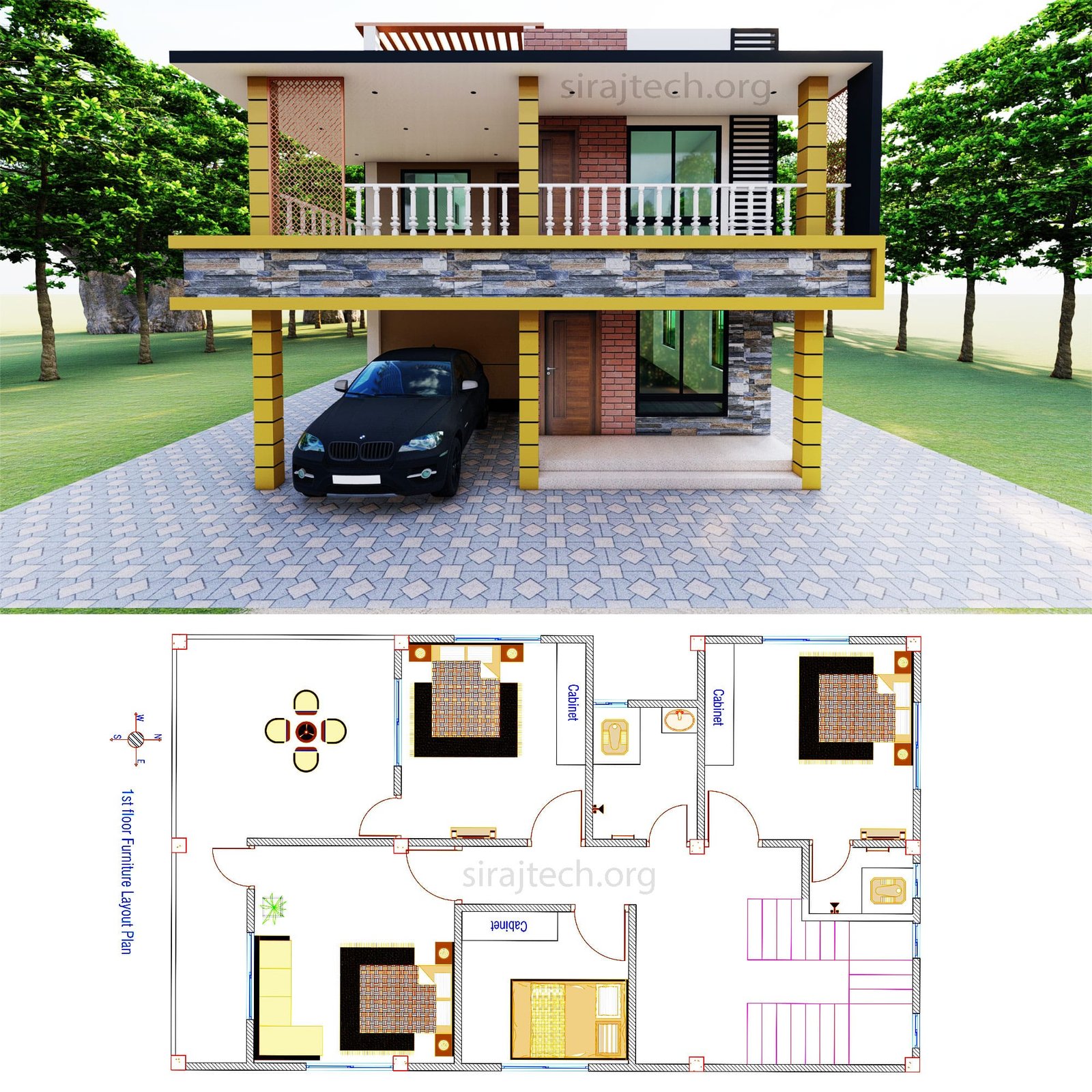 Duplex House Plan - Two Storey House Design | দোতলা বাড়ি 6