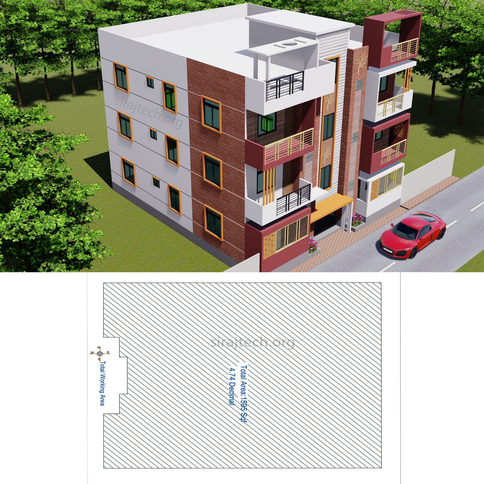Modern 3 storey house design - তিন তলা বাড়ির ডিজাইন 4